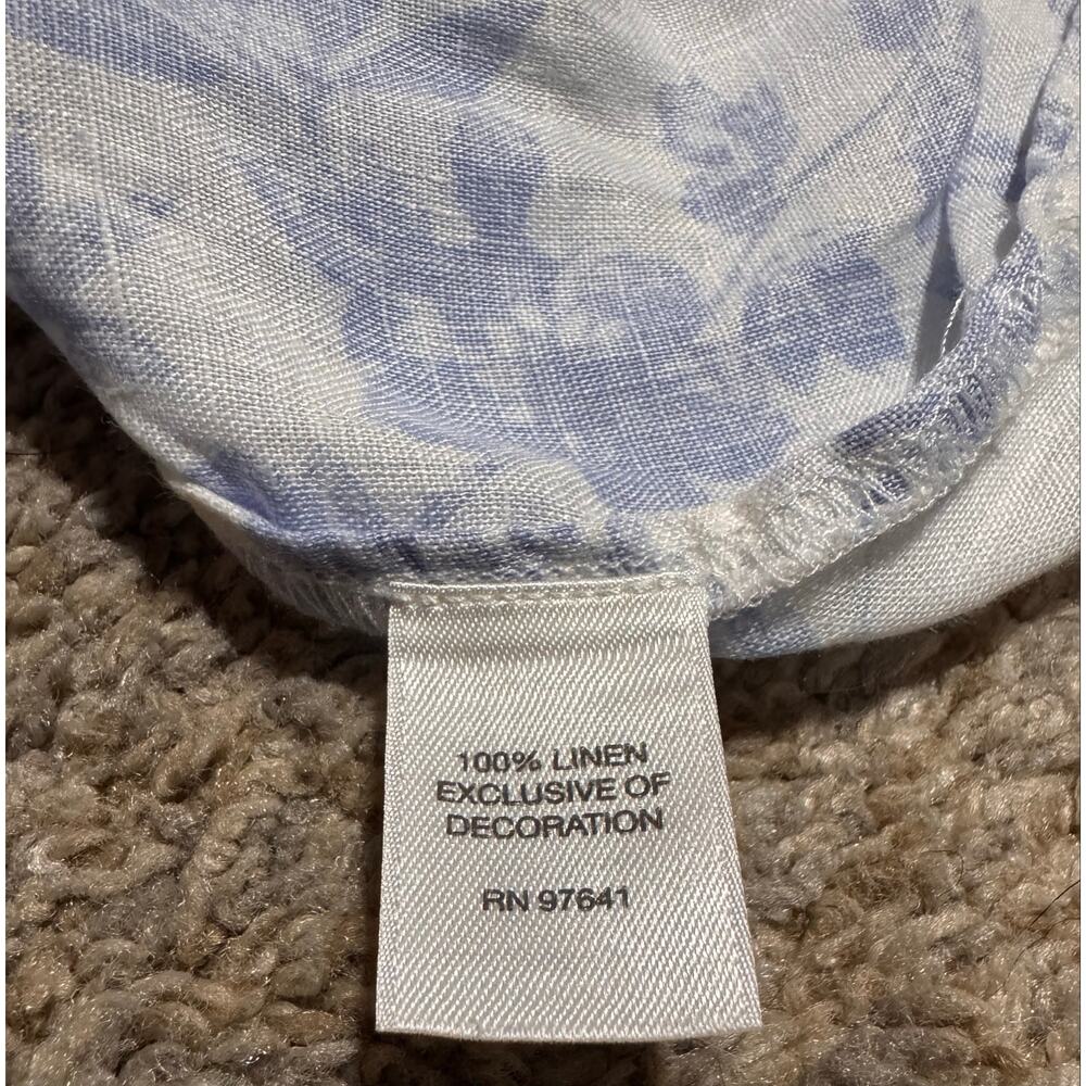 J. Jill Love Linen Floral Tunic Top Large Blue White 100% Linen Long Sleeve Boho - Picture 6 of 12